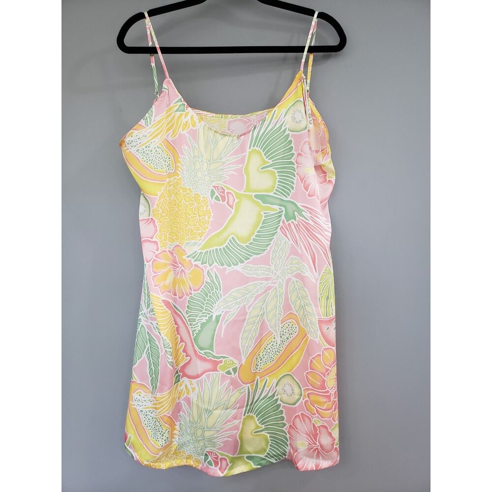 NEW - Watercolor Kenny Flowers L/XL TROPICAL DRESS bird parrot‎ beach floral